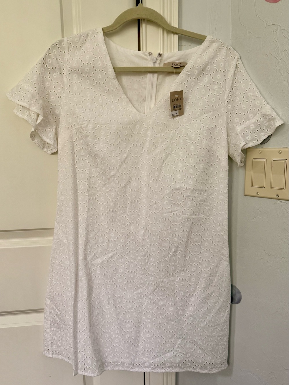 LOFT White Eyelet V-Neck Tunic